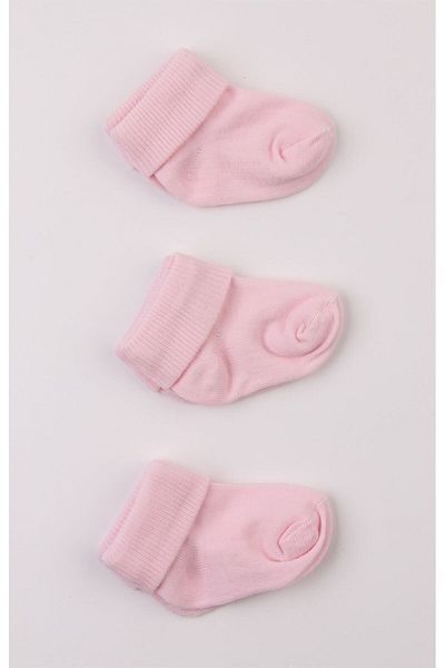 Mini Ropa Pink Cotton 3-Piece Baby Socks