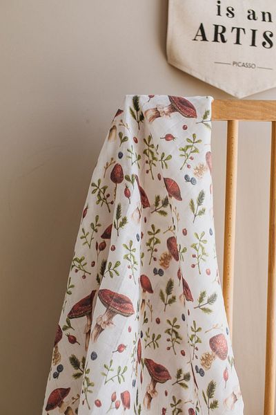 Little Dude 100% Organic Cotton Double Layer Red Mushroom Patterned Muslin Blanket - 100cm*100cm