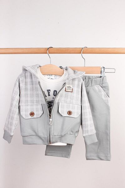 Mini Ropa Baby Boy 3 Piece Set Luxury Baby Set Cardigan Hooded Sweat Set