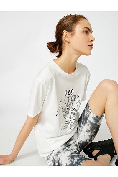 Koton Leo - εμπριμέ T-Shirt Crew Neck Cotton