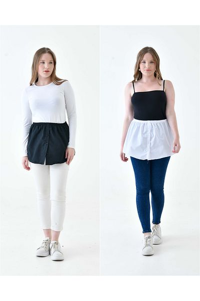 mirach Plus Size 2-Piece Shirt and Skirt Set - Poplin Cotton with Buttons