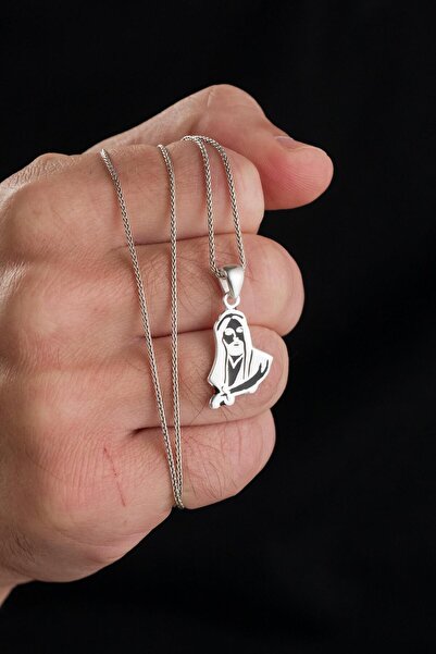 Tmt Silver GÜMÜŞ ZÜLFİKAR KILIÇLI HZ ALİ SİLÜETİ Erkek Kolye