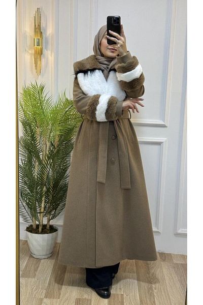 Tebrikler tekstil New Season Akadın Winter Long Coat - Stylish, Comfortable, Fur Collar, Daily Use, Model M9030