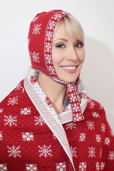 DALİSA Snowflake Detailed Hat, New Year's Special Soft Ear Protection Beanie