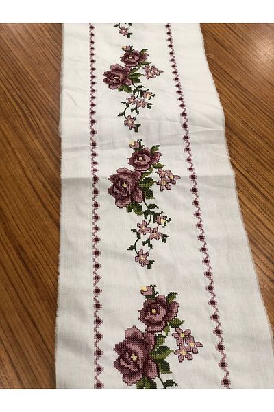 FIRAT RİZE BEZLERİ Powder Colored Cross Stitch Stripe Tape - Border 4.70 Mt