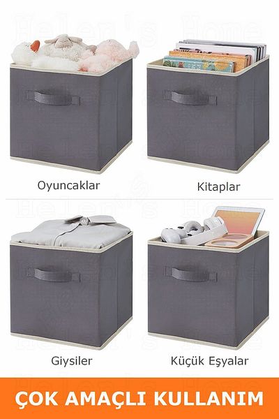 Helen's Home Кутия за съхранение без капак от 6 части, кошница, органайзер, вграден в шкаф, играчка за пране, 30x30x30 см
