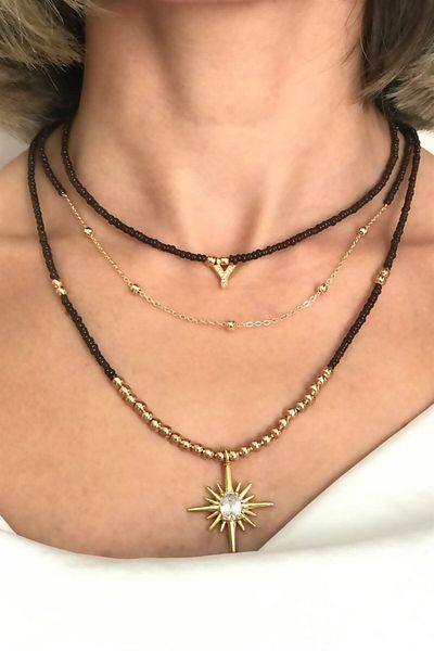 Sose Moda Set of 3 Bead Necklaces with Letter Y