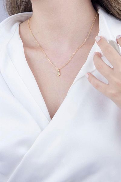 Sose Moda Gold Chain Necklace with Letter J