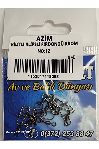 CAPTAIN AZİM KİLİTLİ KLİPSLİ FIRDÖNDÜ KROM NO:12 18MM YUVARLAK GÖVDELİ --- --...