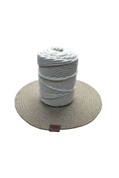 C&A&B KUZEY AVİZE 5 mm 3 Twist 1 Kilo Cotton Macrame Ecru Color Crawl Hobby Rope