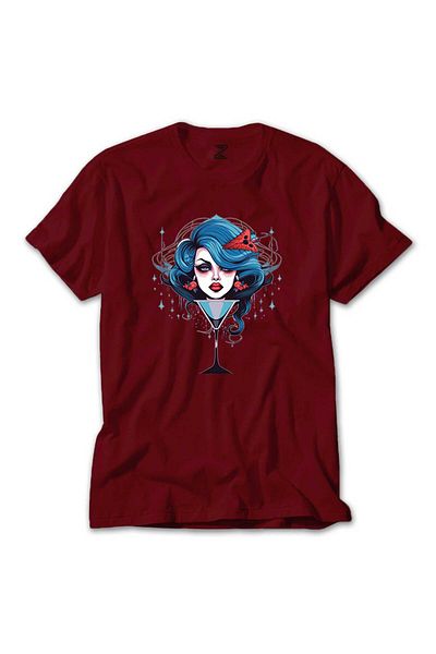 Z zepplin Femeie în tricou roșu Martini Glass