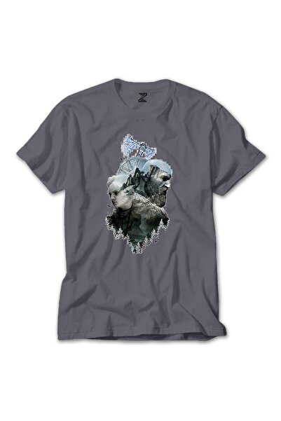 WAKHA God Of War Ragnarok Atreus Kratos Silhouette Tricou Gri