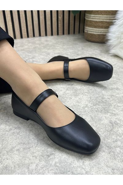 İmerShoes Pantofi de damă, moale, confortabili, cu cataramă balerină neagră - 506