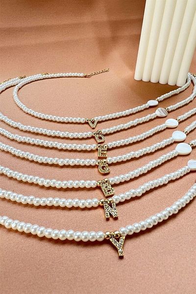 Sose Moda قلادة بتصميم لؤلؤة حرف P