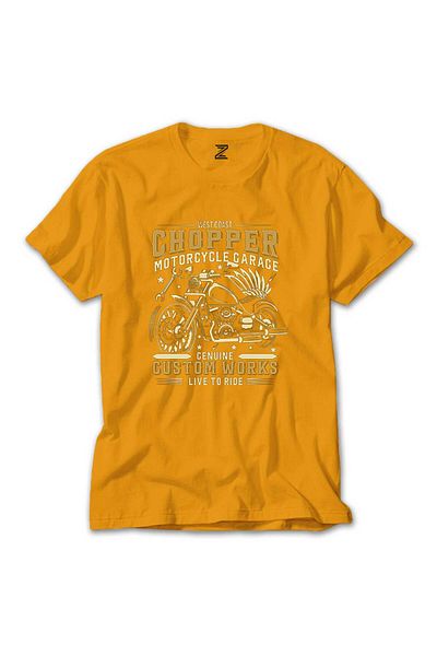 Z zepplin West Coast Chopper Motorcycle Yellow T-Shirt