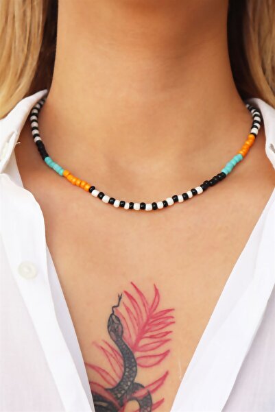 Sose Moda Colorful Necklace with Bead Detail