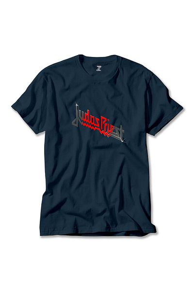Z zepplin judas Priest Μαύρο Κόκκινο Λογότυπο Μπλουζάκι Navy Blue