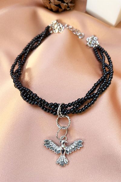 Sose Moda Black Pearl Phoenix Necklace