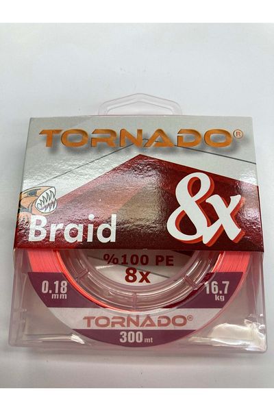 Tornado 8 X Braid Orange 0.18mm 16.70kg - 300m Light Orange 1pc