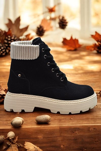 ISPARTALILAR 778 Model Winter Casual Γυναικείες Μπότες - Κορδόνια και φερμουάρ, Υλικό Nubuck