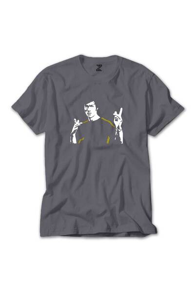 CrowsGate Μπλουζάκι με εικόνα Μπρους Λι, πολύχρωμο, γκρι χρώμα, μέγεθος XS