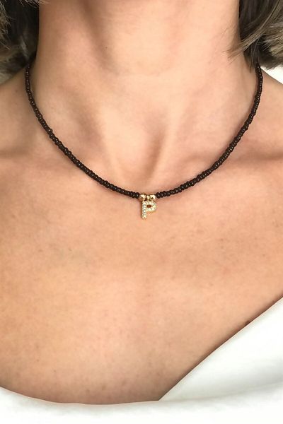 Sose Moda Letter P Bead Necklace