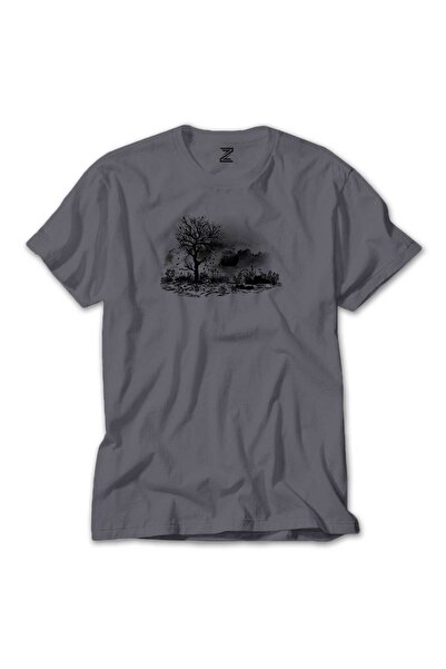 WAKHA Tricou Black Tree Lake Gri