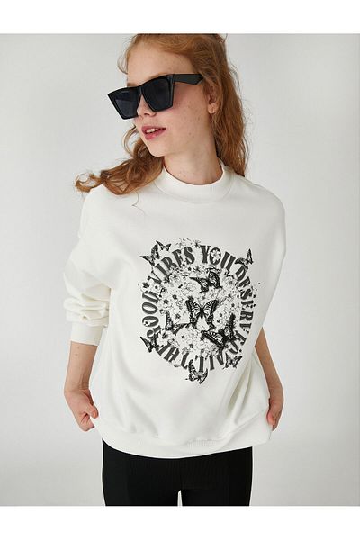 Koton Women's Ecru Sweatshirt 3WAL10475IK