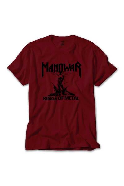 CrowsGate تي شيرت Manowar Kings of Metal باللون الأسود والأحمر