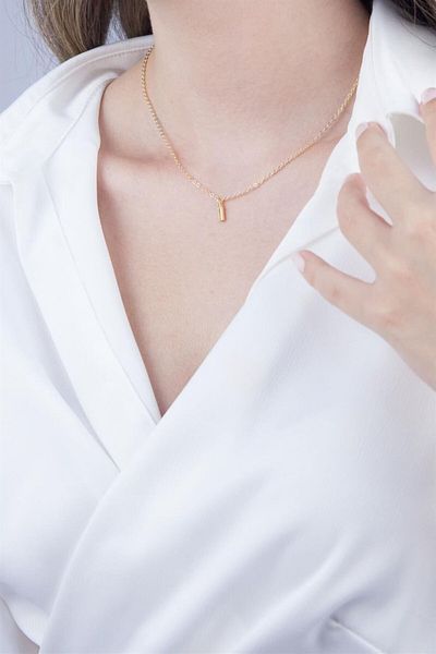 Sose Moda Gold Chain Necklace with Letter I