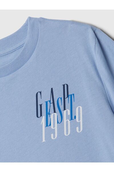 GAP Erkek Çocuk Mavi Gap Logo Grafikli T-Shirt