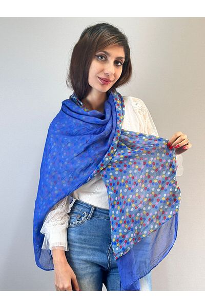 Gönülden Tasarım Şal eşarfă pentru femei Mashhadı cu două straturi cu buline - 170x50 cm