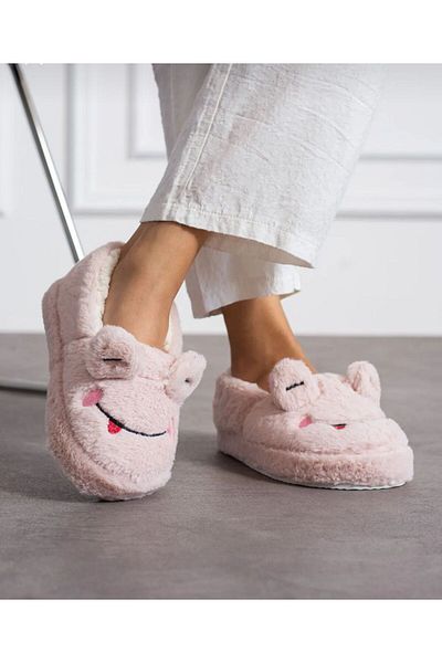 redtan Winter Women's Home Shoes |   Frog Figured Embroidered |   Anti-Slip Base