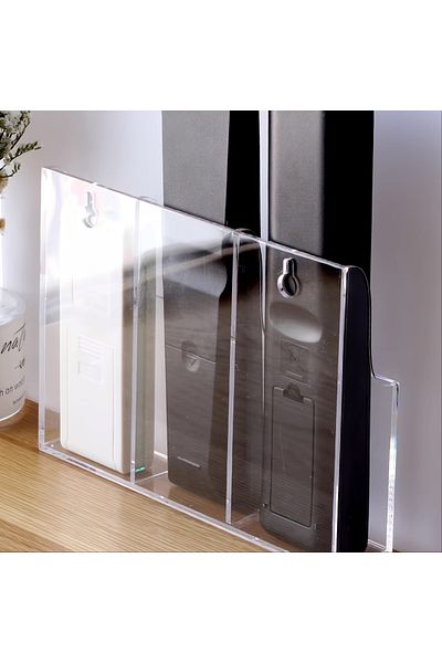 Pleksi Marketi Plexiglass Wall Mounted Organizer with Remote Control Compartment