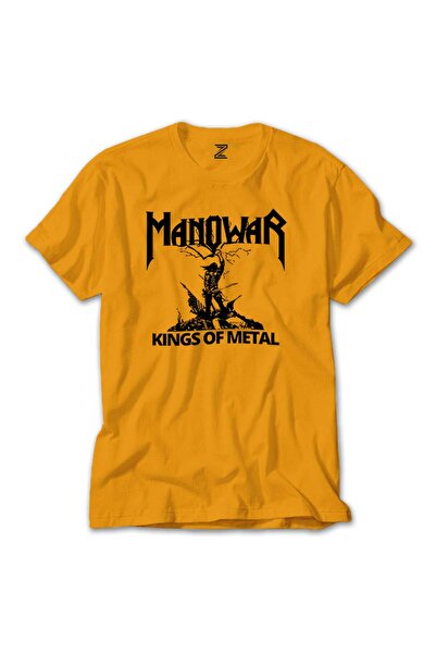 Generic Brand تي شيرت Manowar Kings of Metal باللون الأسود والأصفر