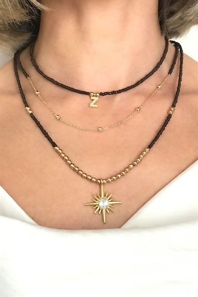 Sose Moda Z Letter 3 Piece Set Bead Necklace