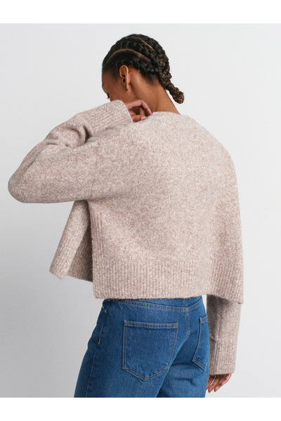 Dilvin 60280 Mink Knitwear Cardigan - Stand γιακά, κουμπιά και απαλή υφή