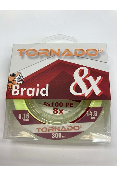 Tornado 8 X Braid Green 0,16mm 14,80kg - 300mt.Green 1pc