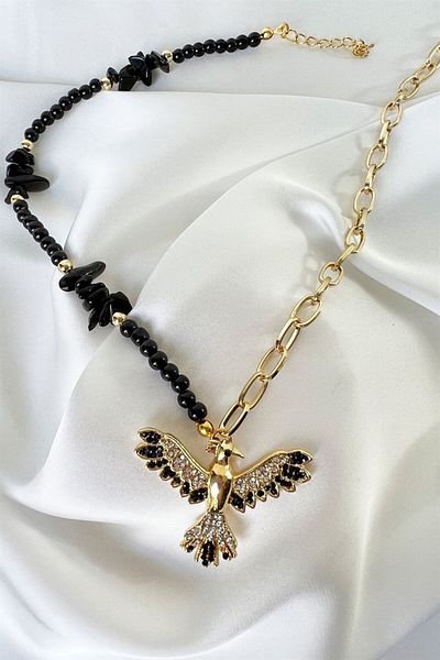 Sose Moda Black Phoenix Necklace