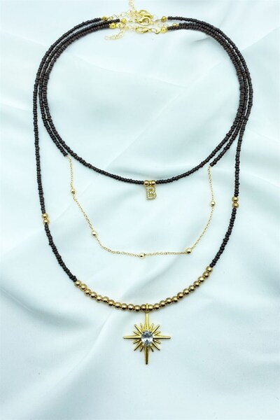 Sose Moda B Harfli 3'lü Set Boncuk Kolye