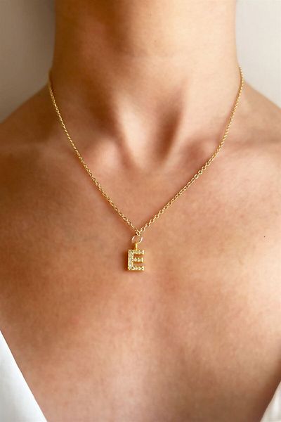 Sose Moda Gold Chain Necklace with Letter E