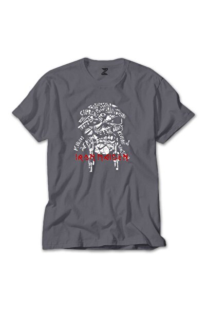 CrowsGate Tricou colorat cu mânecă lungă Iron Maiden, culoare gri, mărimea 5XL