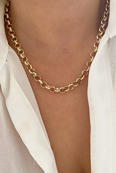 Sose Moda Gold Color Round Chain Necklace