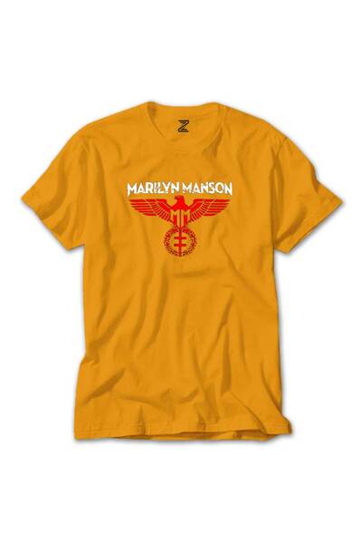 CrowsGate Tricou Marilyn Manson Spread Eagle Colorat Galben Mărimea S