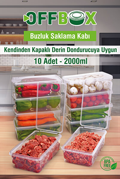 OFFBOX 10 Leak Proof Storage Containers Suitable for 2 Liter Microwave - Deep Freezer