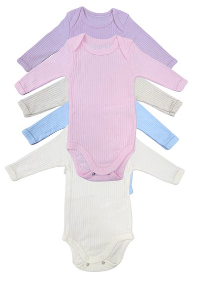 Akface Cotton Combed Cotton Snap Fastener Newborn and Baby Long-Sleeved Corded Bodysuit