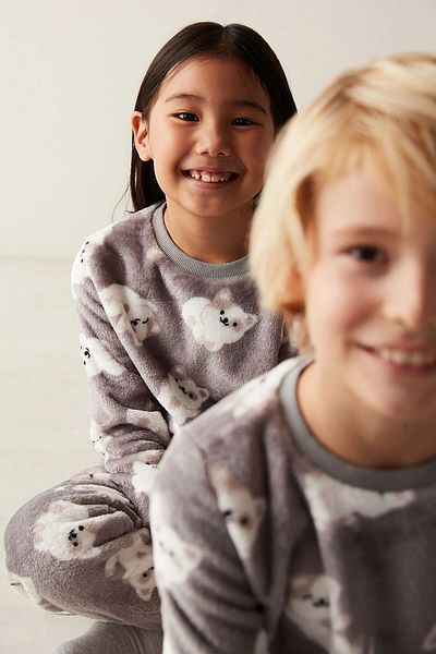 Penti Unisex Kids Cat Printed Gray Pajama Top
