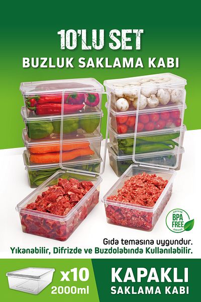 OFFBOX 10 Leak Proof Storage Containers Suitable for 2 Liter Microwave - Deep Freezer