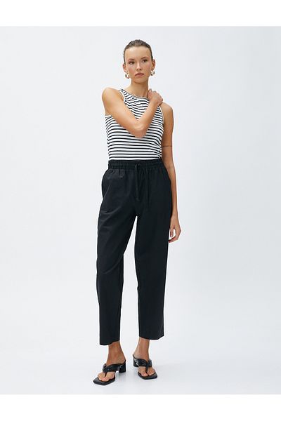 Koton Linen Blend Trousers with Tie Waist