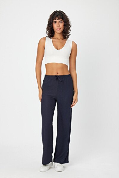 ZACHARIUZ Штани з еластичним поясом і шнурками, щодня, сині